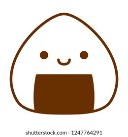 Vector Cartoon Cute Onigiri Icon Isolated On White Background