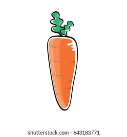 vector cartoon cute orange carrot  isolated on white background. handdrawn vegetable . vector vegan food