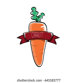 vector cartoon cute orange carrot  isolated on white background. handdrawn vegetable . vector vegan food