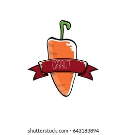 vector cartoon cute orange carrot  isolated on white background. handdrawn vegetable . vector vegan food