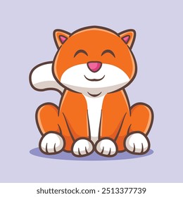 vector cartoon cute orange cat smiling facing forward