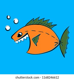 Vector Cartoon Cute Orange Color Piranha Stock Vector (Royalty Free ...