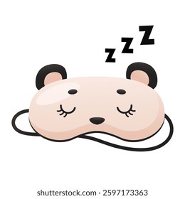 Vector cartoon cute panda animal sleeping mask with ears isolated on white background.
