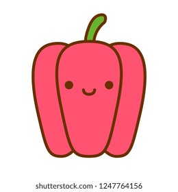 Vector Cartoon Cute Pepper Icon Isolated On White Background