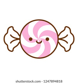 Vector Cartoon Cute Peppermint Candy Icon Isolated On White Background