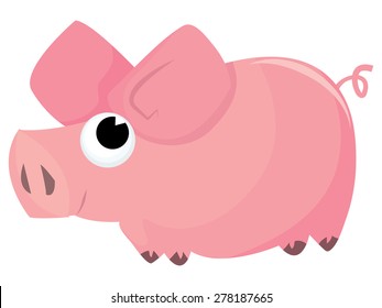 A vector cartoon cute pig illustration.