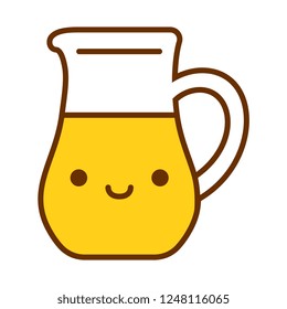 Vector Cartoon Cute Pitcher Spread Isolated On White Background