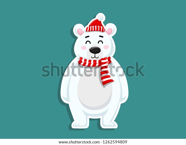 Vector Cartoon Cute Polar Bear Sticker Stock Vector (Royalty Free ...