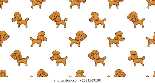 Vektor Cartoon süße Poodle Hund nahtlose Muster Hintergrund für Design.