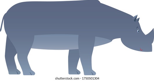 vector cartoon cute powerful rhino on a white background