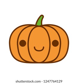 Vector Cartoon Cute Pumpkin Icon Isolated On White Background