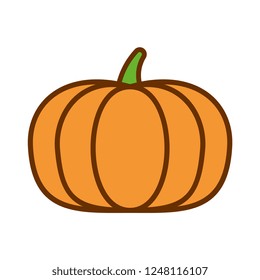 Vector Cartoon Cute Pumpkin Icon Isolated On White Background