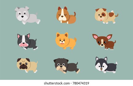 Vector Cartoon Cute Puppy Series Husky Stock Vector (Royalty Free ...