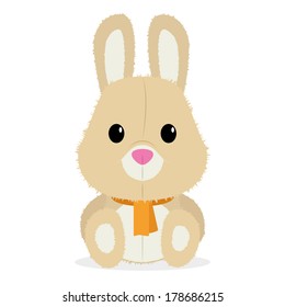 Vector Cartoon Cute Rabbit Isolated On White Background