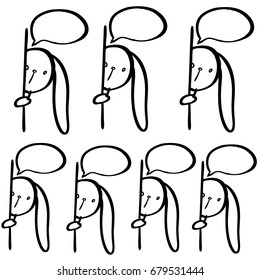 Vector cartoon of Cute rabbit  message ,hand drawn doodle . coloring books, t-shirts illustration,artwork,character design,
