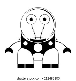 Vector Cartoon Cute Robot Isolated On Background