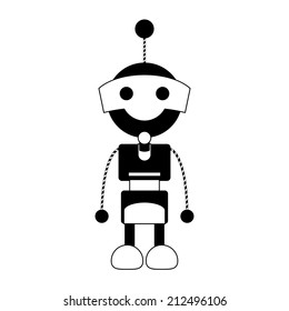 Vector Cartoon Cute Robot Isolated On Background