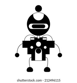 Vector Cartoon Cute Robot Isolated On Background