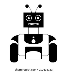Vector Cartoon Cute Robot Isolated On Background