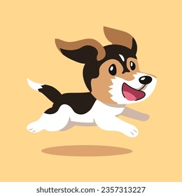 Vector cartoon cute running dog for design.