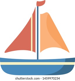 Vector Cartoon Cute Sailboat Icon Illustration Isolated