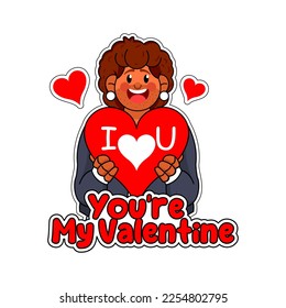 Vector Cartoon Cute Saint Valentine Sticker Illustration