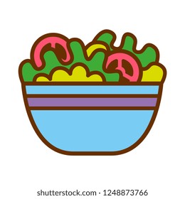 Vector Cartoon Cute Salad Icon Isolated On White Background