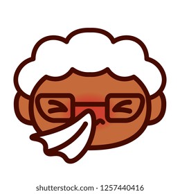 Vector Cartoon Cute Sick Emoji Character With Tissue