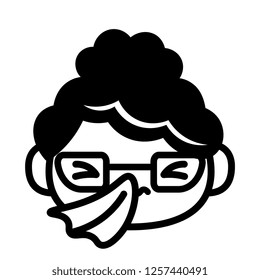 Vector Cartoon Cute Sick Emoji Character With Tissue
