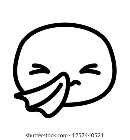 Vector Cartoon Cute Sick Emoji Character With Tissue