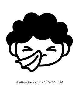 Vector Cartoon Cute Sick Emoji Character With Tissue