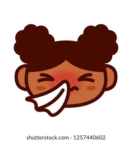 Vector Cartoon Cute Sick Emoji Character With Tissue