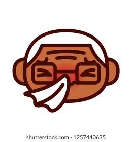 Vector Cartoon Cute Sick Emoji Character With Tissue