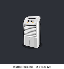 vector cartoon cute a small white air cooler that is cooling the room