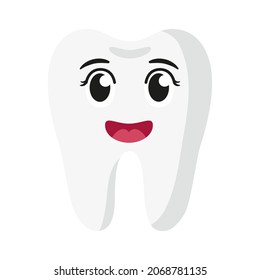 Vector cartoon cute smile characters of tooth. Children's dental concept.