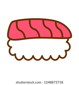 Vector Cartoon Cute Sushi Icon Isolated On White Background