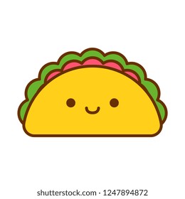 Vector Cartoon Cute Taco Icon Isolated On White Background