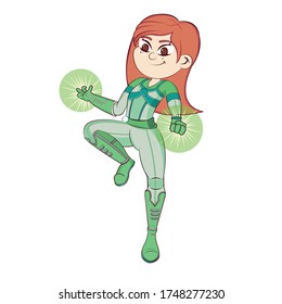 Vector Cartoon Cute Teen Superhero Character Isolated