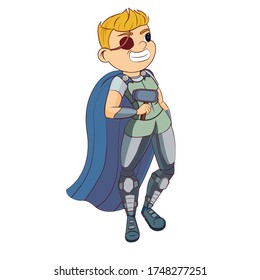 Vector Cartoon Cute Teen Superhero Character Isolated