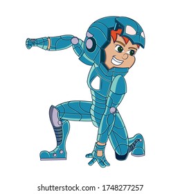 Vector Cartoon Cute Teen Superhero Character Isolated