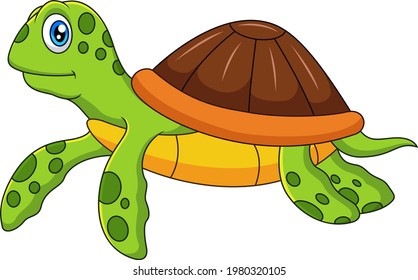 Vector cartoon of a cute turtle