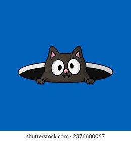 Vector Cartoon Cute Vampir Cat From Void. Illustration for posters, postcard, card, baby textile.