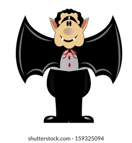 Vector Cartoon Cute Vampire With Suit Isolated