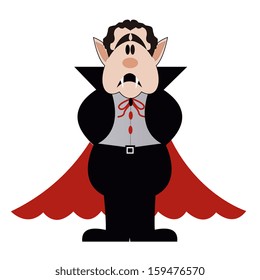 Vector Cartoon Cute Vampire With Suit Isolated