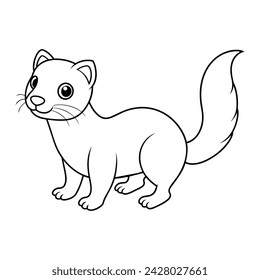 Vector cartoon cute Weasel coloring page for kids.