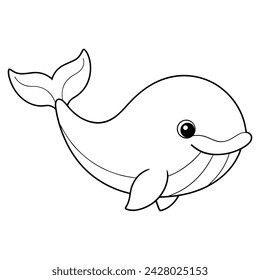 Vector cartoon cute Whale coloring page for kids