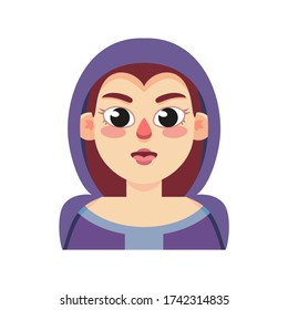 Vector Cartoon Cute Woman Character Icon Isolated