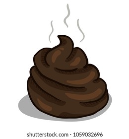 Vector Cartoon Dark Brown Poop. Comics Style Drawn Piece of Shit.