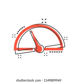 Vector cartoon dashboard icon in comic style. Level meter sign illustration pictogram. Speed business splash effect concept.