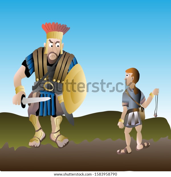 Vector Cartoon David Goliath Stock Vector (Royalty Free) 1583958790 ...